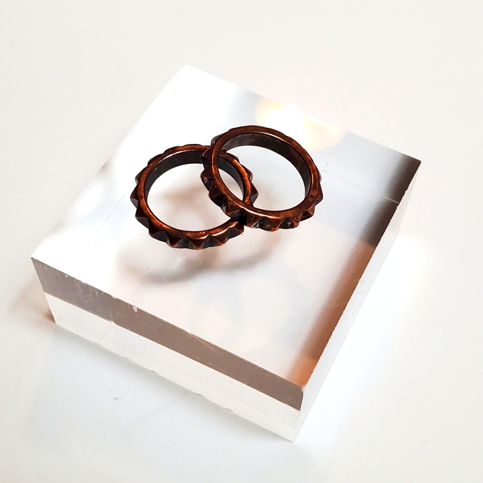 2 Piece Rustic Metal Ring Stacker Set (Size Unknown)